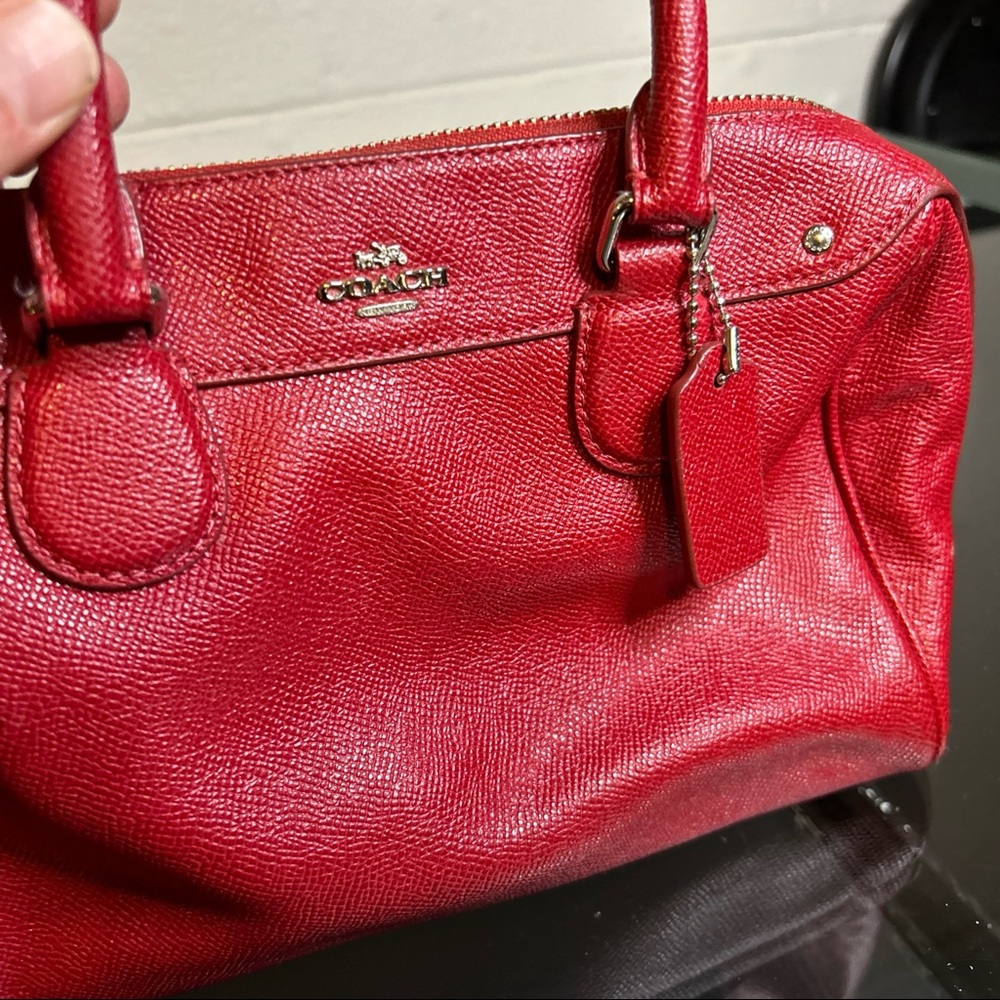 Coach Mini Satchel Handbag- Red - Picture 4 of 16